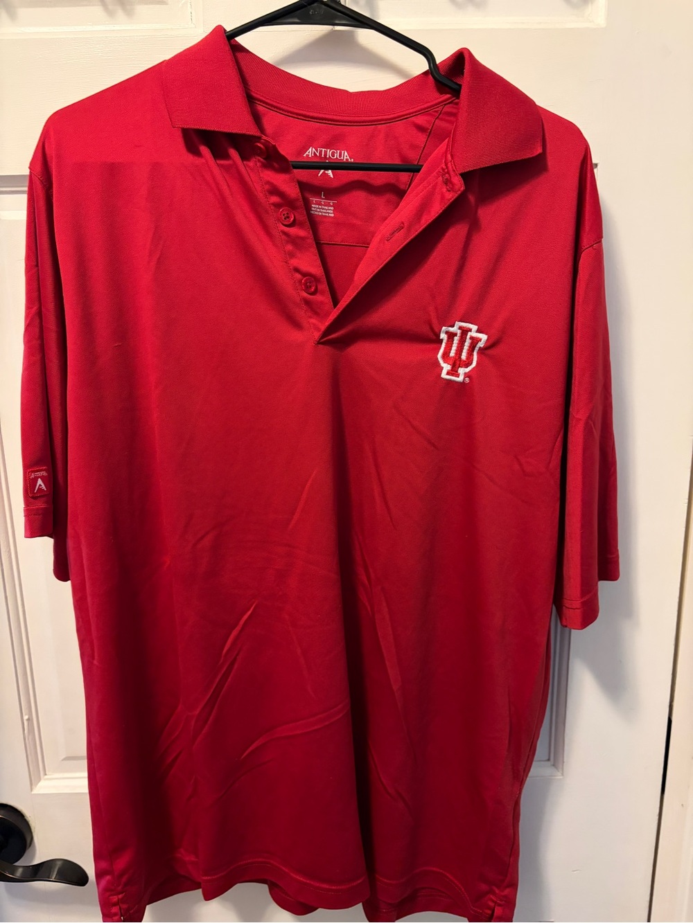 Antigua Men's Red Polo with Embroidered IU Logo